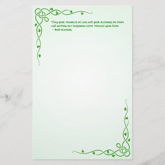 Irish Blessing St Patrick's Green Celtic Braids #4 Briefpapier (Vorderseite)