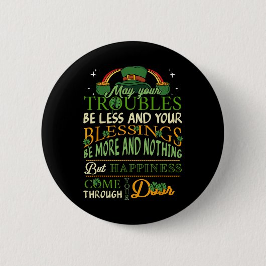 Irish Blessing St. Patrick's Tag Leprechaun Regenb Button (Vorderseite)