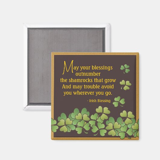 Irish Blessing und Kleeblatts Magnet (Vorderseite/Rückseite)