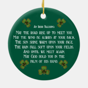 Irish Blessing und Shamrocks grüne Typografie Keramik Ornament