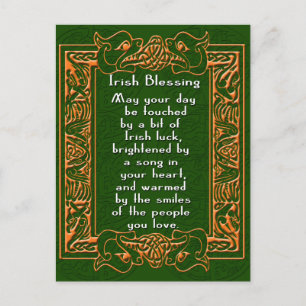 Irish Blessing with Celtic Font and Background Postkarte