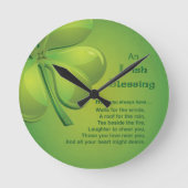 Irish Blessings Green Shamrock, Celtic Runde Wanduhr (Vorderseite)