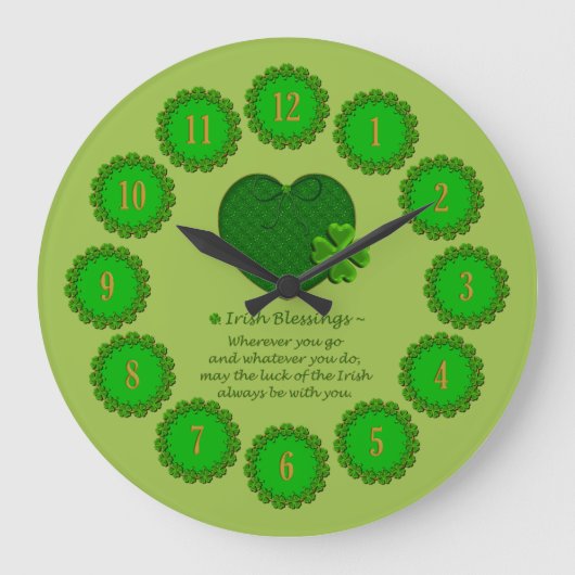Irish Blessings-Round Wall Clock Große Wanduhr (Vorderseite)