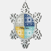 Irish Blue und Gold Schneeflocken Zinn-Ornament (Rechts)