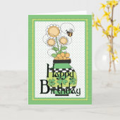 Irish Blume Pot Happy Birthday Grußkarte Karte (Gelbe Blume)