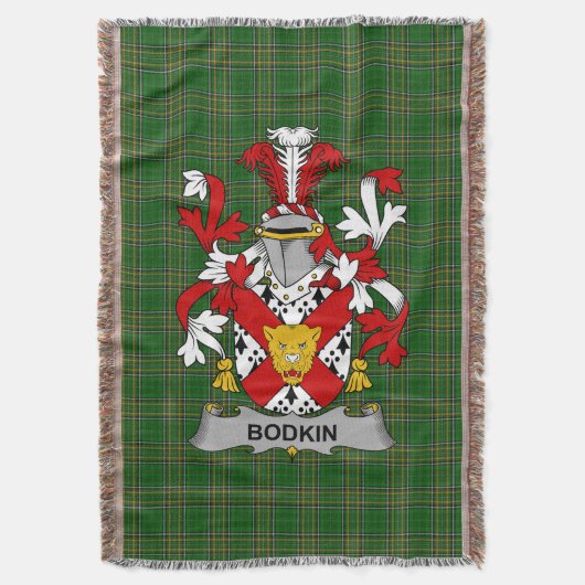 Irish Bodkin Coat of Arms Familienwappen Irland Decke (Vorderseite Vertikal)