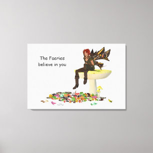 Irish Boy Fairy auf Mushroom Canvas Print Leinwanddruck