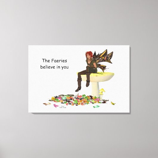 Irish Boy Fairy auf Mushroom Canvas Print Leinwanddruck (Vorderseite)