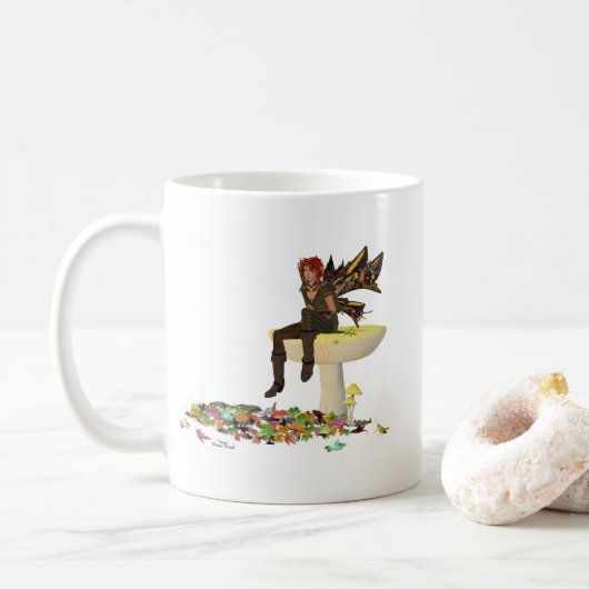 Irish Boy Fairy auf Mushroom Coffee Tasse (Mit Donut)