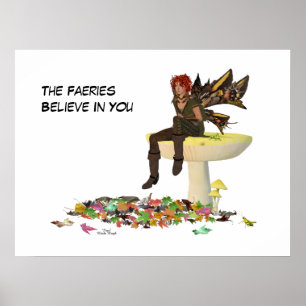 Irish Boy Fairy auf Pilzplakat Poster