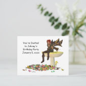 Irish Boy Fairy on Mushroom Birthdat Postcard Postkarte (Stehend Vorderseite)