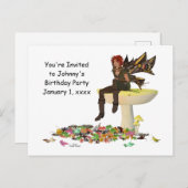 Irish Boy Fairy on Mushroom Birthdat Postcard Postkarte (Vorne/Hinten)