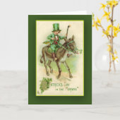 Irish Boy on Donkey St. Patrick's Day Cards Karte (Gelbe Blume)