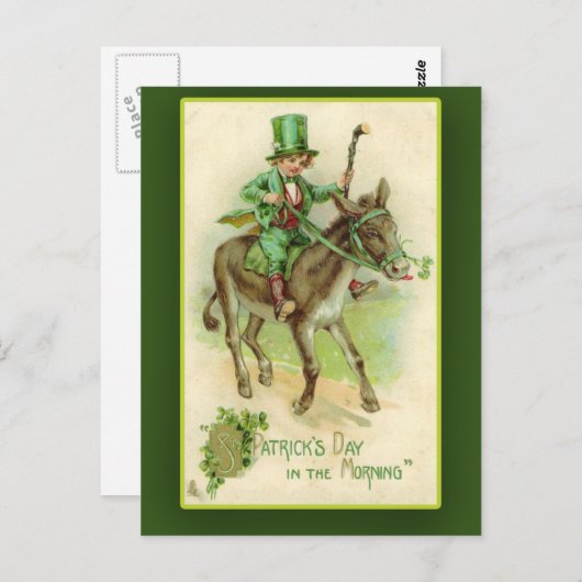 Irish Boy on Donkey St. Patrick's Day Cards Postkarte (Vorne/Hinten)