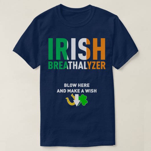 Irish Breathalyzer Blow Here St T-Shirt (Design vorne)