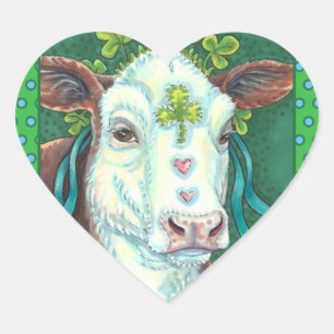 IRISH BRED ST. PATRICK'S DAHEIFER, KLEEBLATT COW Herz-Aufkleber