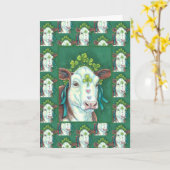 IRISH BRED ST. PATRICK'S DAHEIFER, KLEEBLATT COW KARTE (Gelbe Blume)