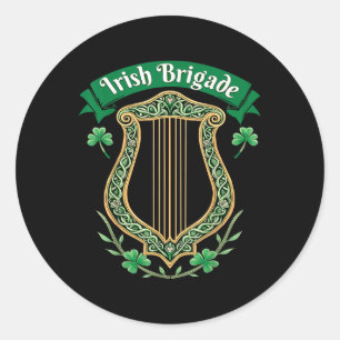 Irish Brigade Celtic Harp Heritage Runder Aufkleber