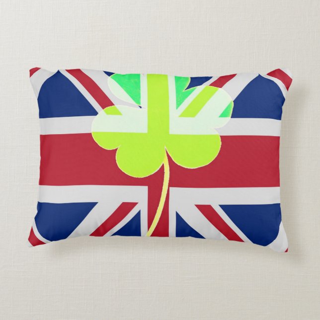 Irish British Flag Kleeblatt Clover St Patrick Ver Dekokissen (Rückseite)