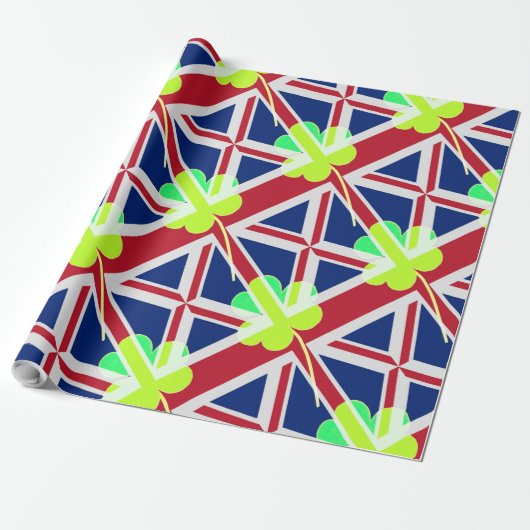 Irish British Flag Kleeblatt Clover St Patrick Ver Geschenkpapier (Ungerollt)