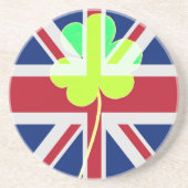 Irish British Flag Kleeblatt Clover St Patrick Ver Getränkeuntersetzer (Vorne)