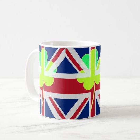 Irish British Flag Kleeblatt Clover St Patrick Ver Kaffeetasse (Vorderseite Links)