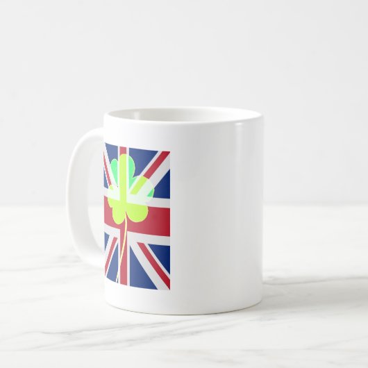 Irish British Flag Kleeblatt Clover St Patrick Ver Kaffeetasse (Vorderseite Links)