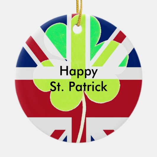 Irish British Flag Kleeblatt Clover St Patrick Ver Keramikornament (Vorne)