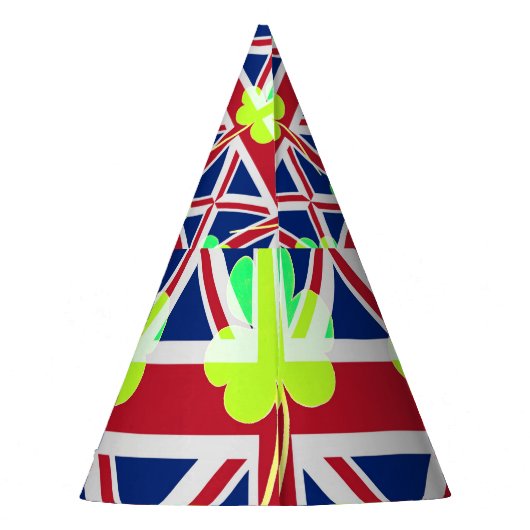 Irish British Flag Kleeblatt Clover St Patrick Ver Partyhütchen (Rückseite)