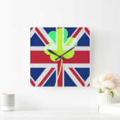 Irish British Flag Kleeblatt Clover St Patrick Ver Quadratische Wanduhr (Zuhause)