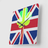 Irish British Flag Kleeblatt Clover St Patrick Ver Quadratische Wanduhr (Winkel)