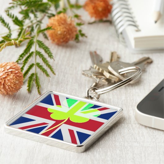 Irish British Flag Kleeblatt Clover St Patrick Ver Schlüsselanhänger (Seite)