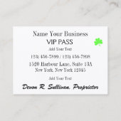 Irish Business VIP Pass Visitenkarte (Rückseite)