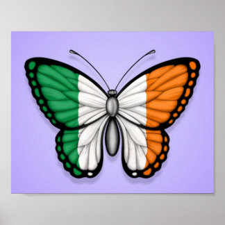 Irish Butterfly Flag auf Lila Poster