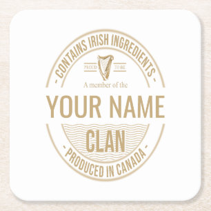 Irish Canadian Custom Family Clan Name Rechteckiger Pappuntersetzer