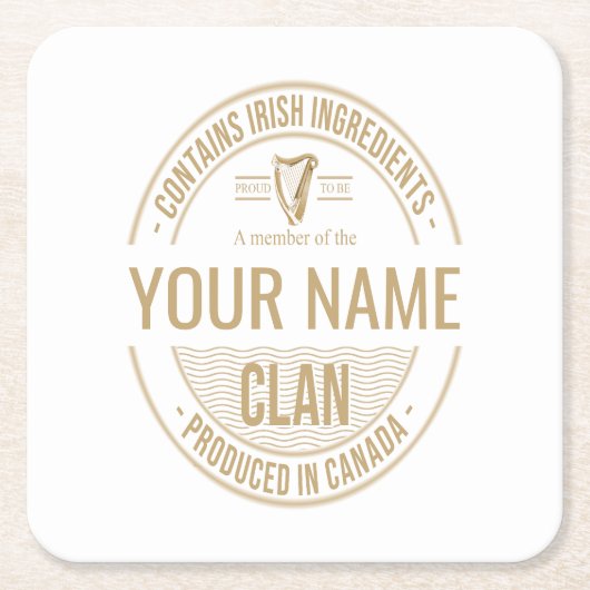 Irish Canadian Custom Family Clan Name Rechteckiger Pappuntersetzer (Vorderseite)