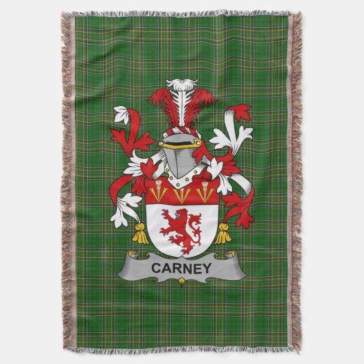 Irish Carney Coat of Arms Familienwappen Irland Decke (Vorderseite Vertikal)