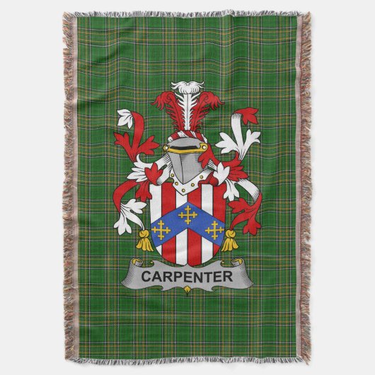 Irish Carpenter Coat of Arms Familienwappen Irland Decke (Vorderseite Vertikal)