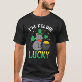 Irish Cat Leprechaun I'm Feline Lucky Cat St Patri T-Shirt (Vorderseite)