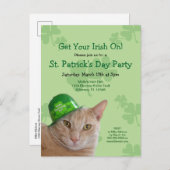 Irish Cat St. Patrick's Day Party Einladung Post C (Vorne/Hinten)