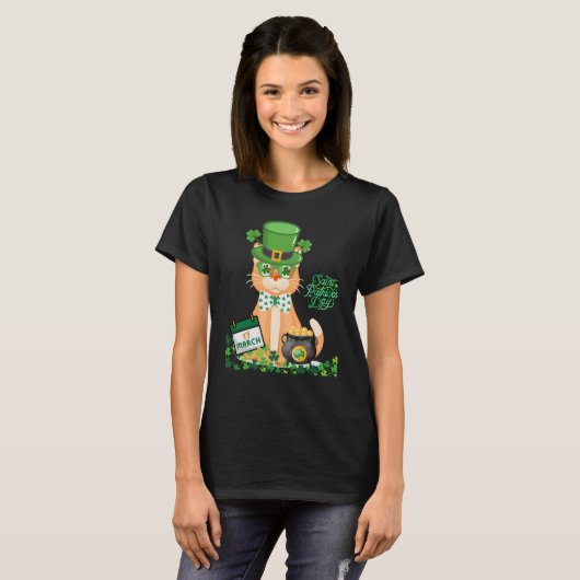 Irish Cat St Patricks Day T-Shirt (Vorne ganz)
