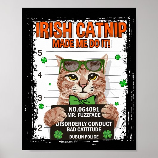 Irish Catnip St Patrick's Day Kleeblatt Cat Poster (Vorne)