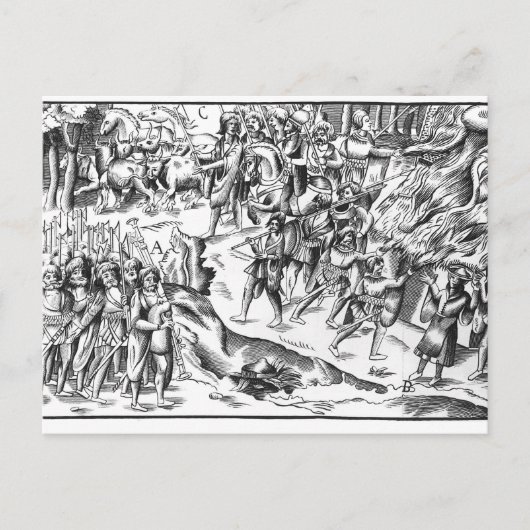 Irish Cattle Raid auf einer englischen Plantage Postkarte (Vorderseite)