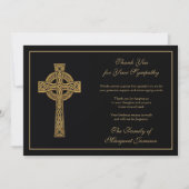 Irish Celtic Cross Black and Gold Condolence Dankeskarte (Vorderseite)