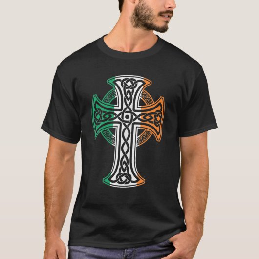 Irish Celtic Cross Christ Celtic Knot Ireland Flag T-Shirt (Vorderseite)