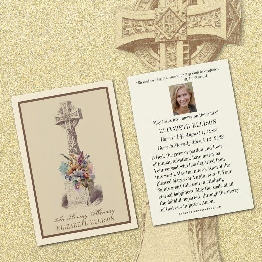 Irish Celtic Cross Floral Beerdigung Bubenkarte