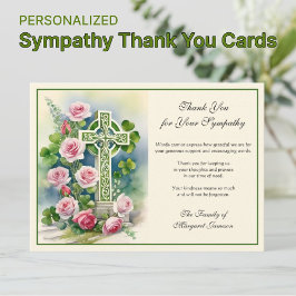 Irish Celtic Cross Kleeblatts Beileid Condolence Dankeskarte