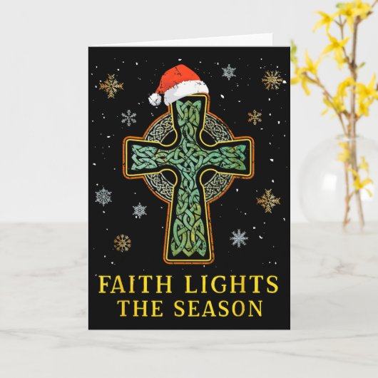 Irish Celtic Cross Knot Christian Faith Santa Hat  Karte (Gelbe Blume)