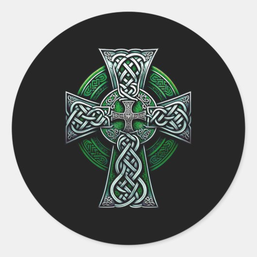 Irish Celtic Cross Knot Christian Holy Trinity Sco Runder Aufkleber (Vorderseite)