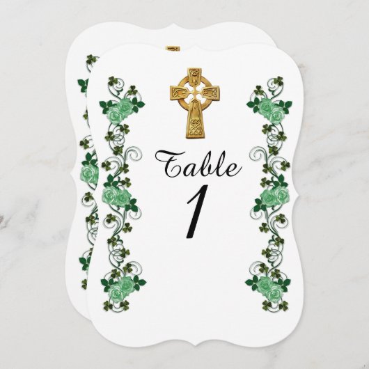 Irish Celtic Cross-Tischnummer Einladung (Vorne/Hinten)